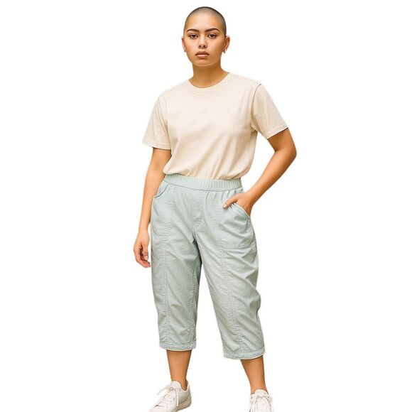 Christopher & Banks Light Blue Capris Womens Size 8 Cropped Pants with Pockets - Picture 3 of 8